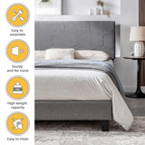 Queen Size Upholstered Platform Bed Frame ,Wood Slat Support, Easy Assembly,Grey W311110547