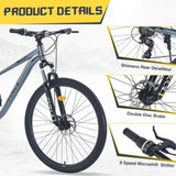 29 Inch Wheels 8 Speed Mountain Bike, for Men Women Boys and Girls, Front Suspension, Steel Frame W1019P225381