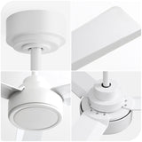 52" Ceiling Fan Without Light, 3 ABS Blades Farmhouse Ceiling Fan with Remote Control 6-speed W882P164177