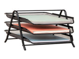 3-Tier Paper Tray, Desktop Organizer, File Storage Metal, 11.5"L x 13.75"W x 10"H, Black 73431755