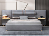 Queen Upholstered Platform Bed, Two Outlets and USB Charging Ports on Both Sides, Two Bedside WF324746AAE