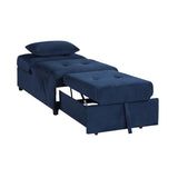 Modern Lift Top Storage Bench with Pull-out Bed 1pc Dark Blue Velvet Tufted Solid Wood Furniture B011P170003