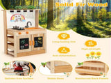Kids Outdoor Mud Kitchen Playset, Realistic Stoves/Sink with Utensils & Chalkboard for Creative Play 72563983
