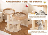 41 Inch Hand-Woven Water Hyacinth Cat Tree, 3 Sisal Scratching Posts Multi-Level Activity Center for 95559843