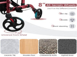 2-in-1 Rollator Walker & Wheelchair 6-Level Adjustable Handles, 1-Hand Folding, Storage 59905372