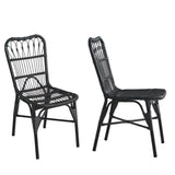 Outdoor PE Wicker Patio Dining Chairs Set of 2,Outdoor Rattan chairs for Backyard, Poolside, Garden, N762P236148G