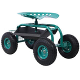 Rolling Garden Scooter Garden Cart Seat with Wheels and Tool Tray, 360 Swivel Seat,Green W46542630