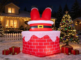 6.2FT Inflatable Christmas Santa Stuck in Chimney with Animated Kicking Legs & LED Lights, 08127773