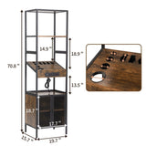 Salon Storage Cabinet with Open Shelves and Hair Dryer Holders, Vintage Brown W2181P149722