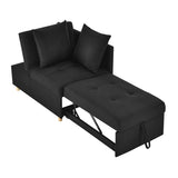 Convertible Sleeper Sofa Chair Adjustable Backrest Recliner with Pullout Sofa Bed with Wheels, W1413P227516