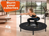 High-Quality Adjustable Foam Handle 1 Mini Trampoline 40" - Supports Up To 400lbs, Black Rectangular 71240798