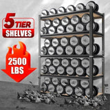 5 Tier Storage Rack, Adjustable Height Shelving, Warehouse Supermarket Basement Storage, Black W1831P271222