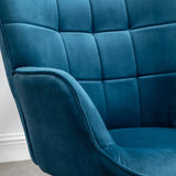 ZNTS Leiria Contemporary Silky Velvet Tufted Accent Chair with Ottoman, Blue T2574P164272