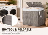 90L/110L Laundry Hamper with, No Install Needed, Synthetic Rattan Clothes Laundry Basket with 69565947