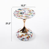 Mermaid Tail End Coffee Table Round Side Table, Modern Metal Pedestal Table, Minimalist Accent Table W2664P232835