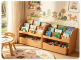 3-Tier Kids Bookshelf Toy Storage Organizer with 2 Rolling Drawers, Rounded Corner Anti-Tipping 55652413
