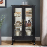 Curio Cabinet with Tempered Glass Doors, Lighted Display Cabinet with Mirrored Back Panel & W1758P297548