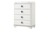 Laguna Modern Style 4-Drawer Chest Made with Wood, Hidden Jewlry Drawer and Crystal Accents in White B009P270826