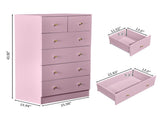 25.98"*15.75"*43.7" 5-Tier 6-Drawer Cabinet Drawer Dresser with Gold Handles Macaron Pink 89911285