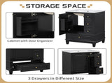 24" Bathroom Vanity with Sink and Drawers, Black Freestanding Vanity Cabinet with Ceramic Top and 74450990