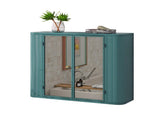 Army Green Wall-Mounted Bathroom Cabinet with Mirror, 2 Mirrored Doors & Open Shelf, Farmhouse Metal W3122P272875