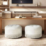 Yolanda 24" Round Upholstered Accent Ottoman, Almond White Chenille B2719P280167