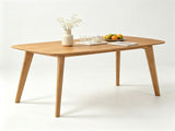 55 Inch Solid Rubber Wood Dining Table, Mid-Century Modern Kitchen Table with Rounded Edge, 4-6 08683094