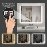60"x48" Modern LED Smart Mirror with Hiden Light Bathroom Mirror, Front Lit & Back Lit With 3 Color T3177P284028