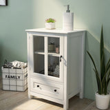 Buffet storage cabinet with single glass doors and unique bell handle W28227727