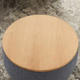 Round Storage Ottoman, 2 in 1 Function, Work as End table and Ottoman, Dark Grey W48735178