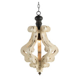 Farmhouse Chandeliar, Distressed White Pendant French Country Wood Chandelier for Living Room Foyer, W2078137031