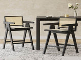 27'', Modern Minimalist Bar Stool with Cane Seat, Solid Wood Frame N780P237929B