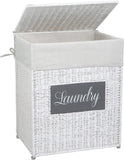 ZNTS Laundry Hamper with Lid Laundry Basket with Handles Liner Bag Paper Woven Hampers for Laundry 37252677