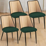 Green Rattan Dining Chairs Set of 4,Boucle Chairs with Natural Cane Back, Upholstered Dining Room W1164P218674