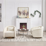 Swivel Accent Chair, 360-degree Barrel Chair with Teddy Upholstery, Comfy Pumpkin-Shaped W3244P288825