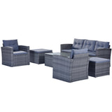 ZNTS 6-piece All-Weather Wicker PE rattan Patio Outdoor Dining Conversation Sectional Set with coffee 17577169