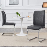 Luxury Simple Arch Chair - Set of 2 Dark Gray PU Material High Resilience Dining Chair with Arched W1151P154867