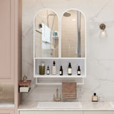 23.62" Modern Double-Arched Mirror Cabinet,2 Doors Medicine Cabinet, Metal Wall Cabinet with W757P314591