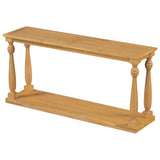 U_STYLE Vintage Wood Grain Console Table with Bottom Shelf and Four Vase Legs, Suitable for N711P256976O