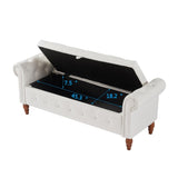 Beige, Solid Wood Legs, Velvet Bedroom End of Bed Storage, Rolled Side Sofa, Toy Storage 59544977