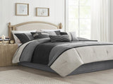 7 Piece Faux Suede Comforter Set Black Queen B03597215
