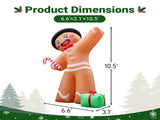 10.6FT Gingerbread Man with Gift Box Inflatable, 8 LED Lights, 190D Polyester Christmas Decor, US 28526088