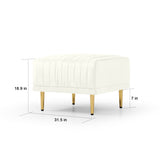 ZNTS Square Ottoman Cream Velvet Stool Seat with Metal Legs, Footrest for Bedroom to match with Living W714110608