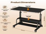 Height Adjustable Desk Standing Desk Small Desk for Small Spaces, Mobile Rolling Computer Desk on 58805378