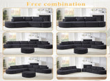 106.3-inch V-shaped modular sofa set in chenille fabric, featuring three throw pillows and W3505P383965