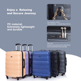 Expandable 3 Piece Luggage Sets PC Lightweight & Durable Suitcase with Two Hooks, Spinner Wheels, W284104374