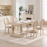 French Country Dining Chairs Set of 2, Upholstered Chairs with Nature Rattan Round Back, Wire W3426P324257