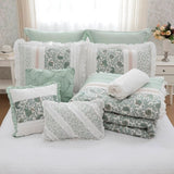 9 Piece Cotton Percale Comforter Set Aqua Queen B03596964