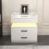 1 Set Nightstand with Adjustable LED Strip Light, 2-drawers, Large Storage Space, Suitable for W368P239008