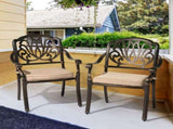 Set of 2 Cast Aluminum Patio Dining Chairs with Cushions, Stackable Outdoor Bistro Chairs for 96662218